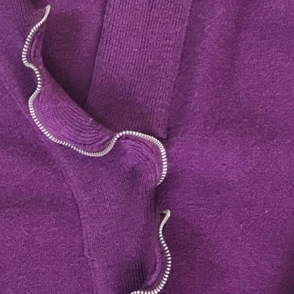 Colour Works Zip Ruffle Wool Sweater Jacket Cardigan Zipper Snap Frill Soft Top - Picture 11 of 11